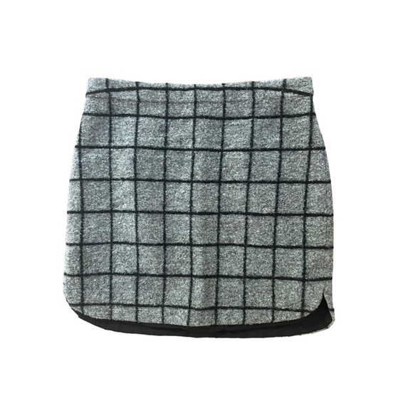 Madewell Academia Wool Shirttail Mini Skirt in Plaid Grid Check Gray Size 4 - Picture 4 of 8